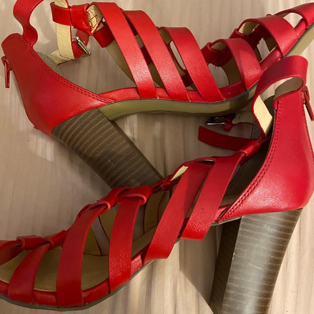 XOXO brand red heels. Worn once. Excellent condition